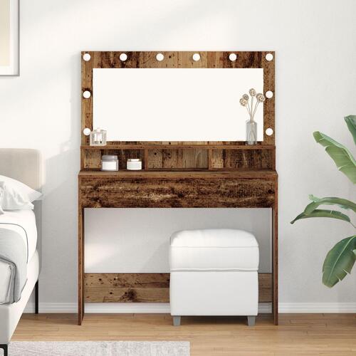 Grooming Bord med LED Lys - Vintage Træ - 100x41x135 cm