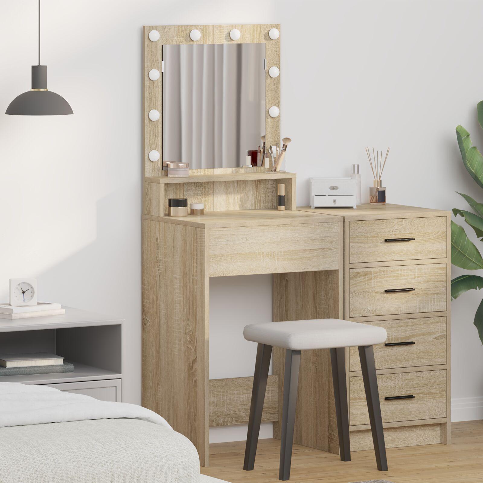 Dressing Table med LED Lygter i Sonoma Oak, 50x41x135 cm