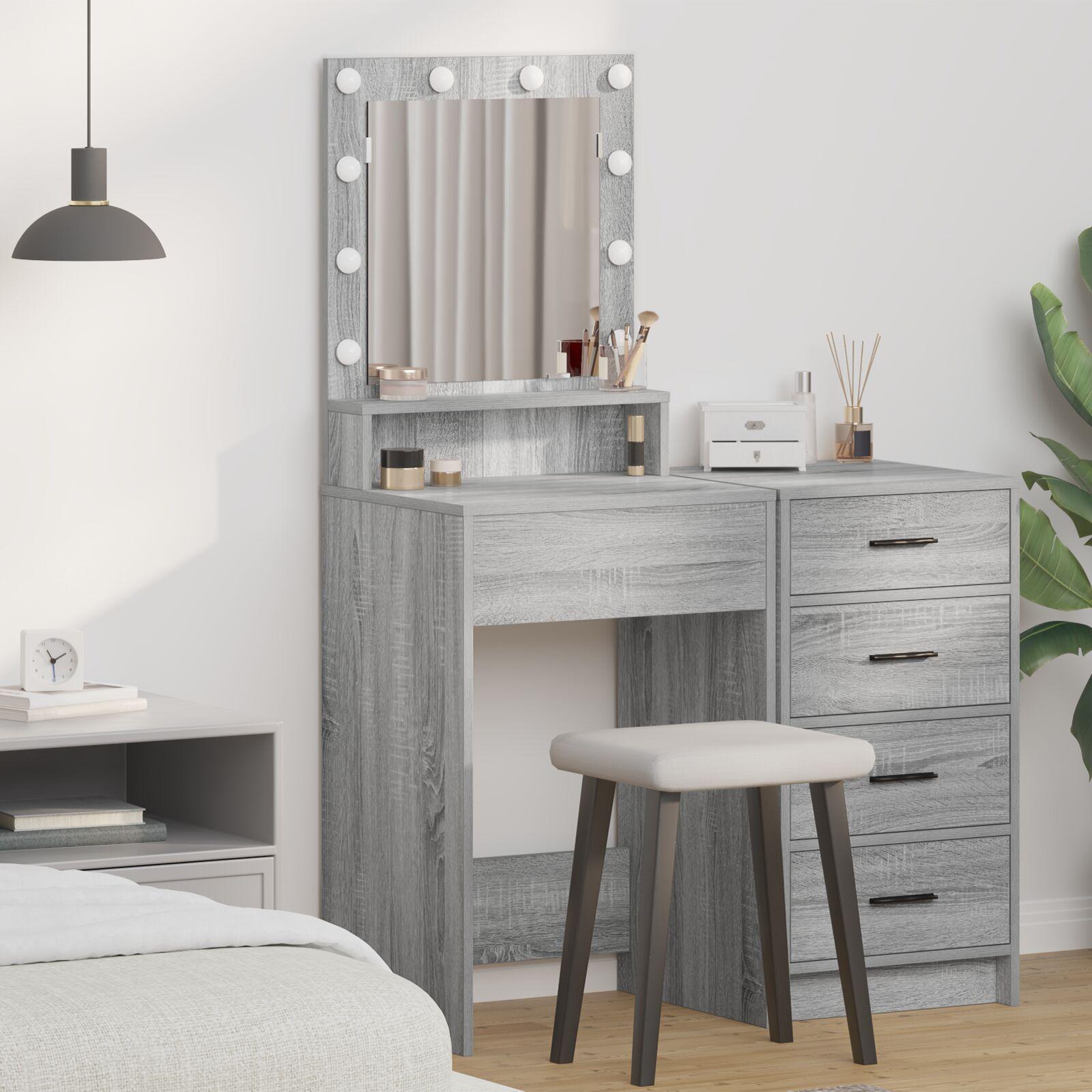 Smykkebord med LED-lys i Grey Sonoma - 50x41x135 cm