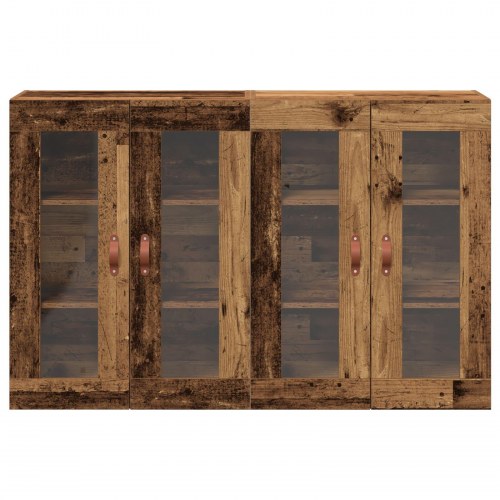 Vægmonterede skabe 2 stk Gammelt træ 69,5x34x90 cm Ingenieret træ