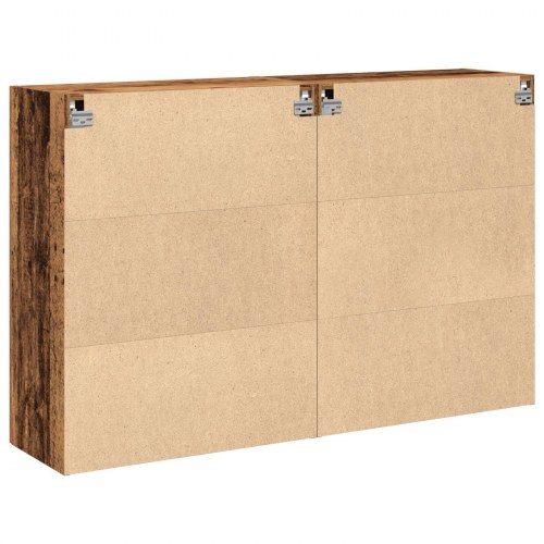 Vægmonterede skabe 2 stk Gammelt træ 69,5x34x90 cm Ingenieret træ