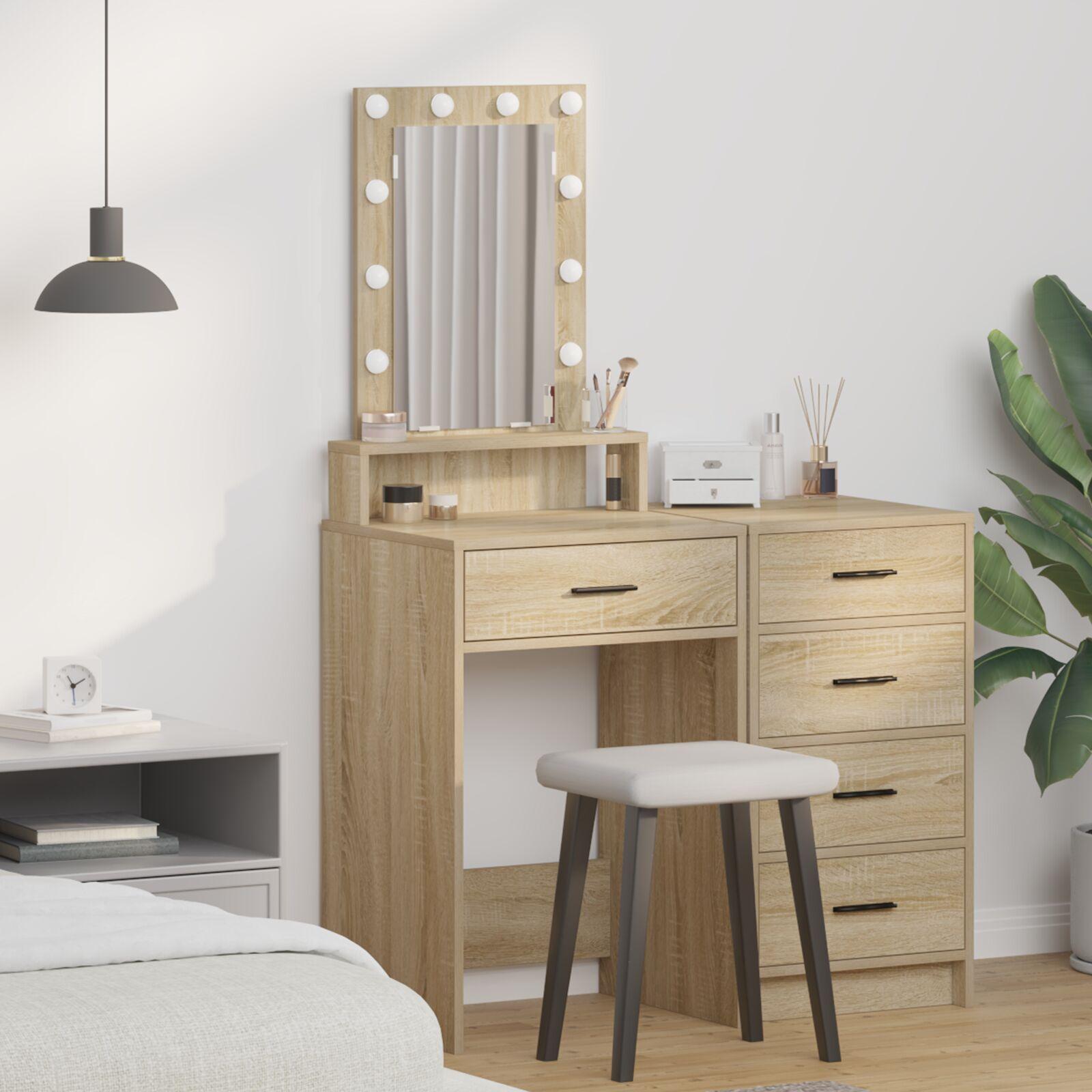 Dressing Table med LED Lyskilder - Sonoma Eg - 50x41x140 cm