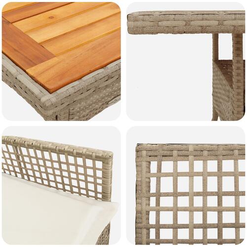 3-dele Have Spisesæt med Hynder Beige Polyrattan