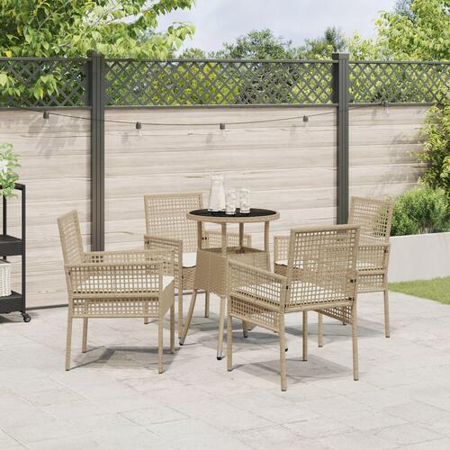 5-delte Have Spisesæt Beige Polyrattan