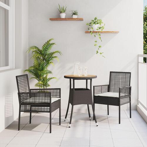 3 Stykke Have Spise Sæt Sort Polyrattan