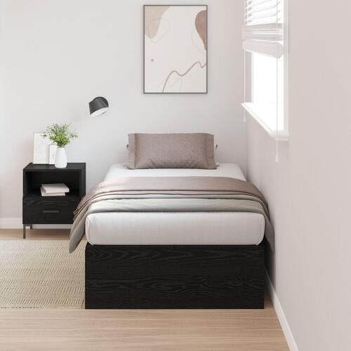 Opbevarings seng Sort egetræ 75x190 cm Konstrueret træ