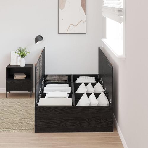 Opbevarings seng Sort egetræ 75x190 cm Konstrueret træ