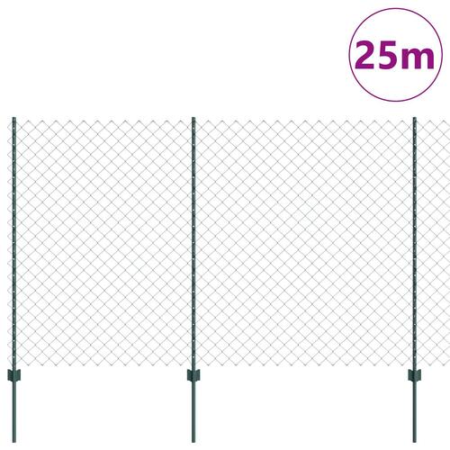 Kædehegn med 22 U Betonsøjler Grøn 1.6x25 m Stål