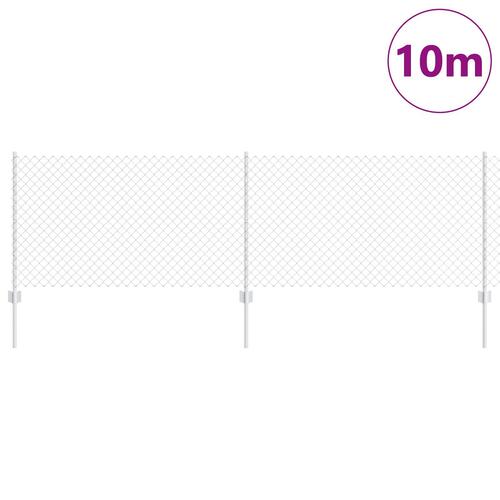 Kædehegn med 10 U-poster Sølv 0,8x10 m Stål