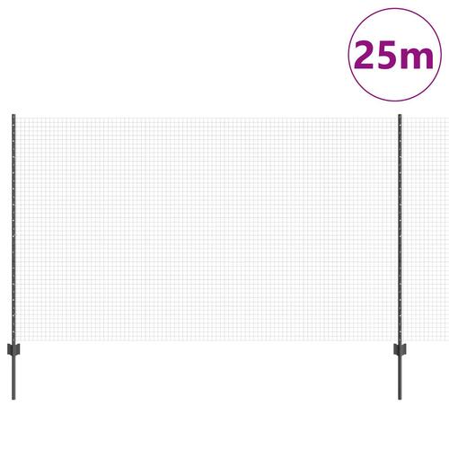 Svejset trådfence med 22 U-poster Grå 1.4x25 m Stål