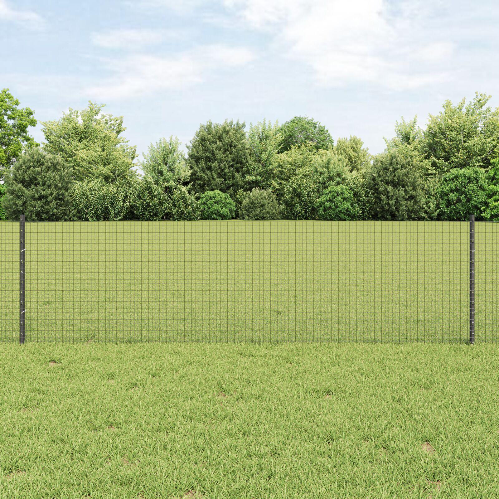 Svejset Metalhegn med 22 U Stolper Grå 0.6x50 m Stål