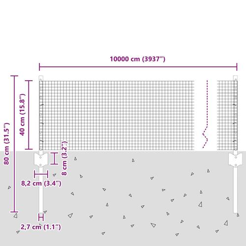 Welded Wire Fence med 44 U Posts Grå 0,4x100 m Stål