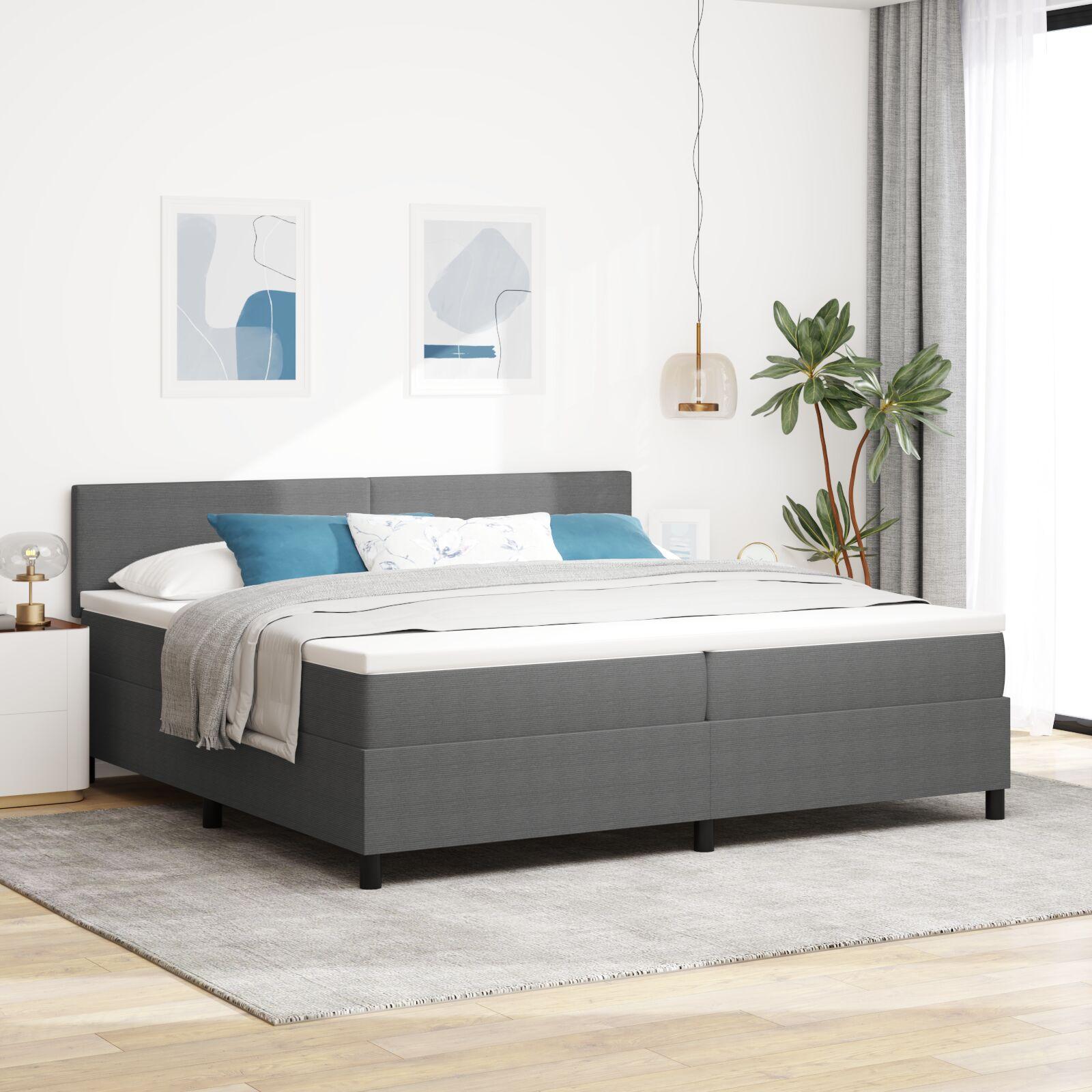 Kontinentalseng Lys Grå og Hvid 203 x 200 x 88 cm Corduroy stof billede
