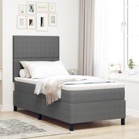 Box Spring Seng med Madras & LED Lys Grå 90x200 cm Fløjl Stof