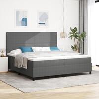 Box Spring Seng med Madras & LED Lys Grå 200x200 cm Fløjl Stof