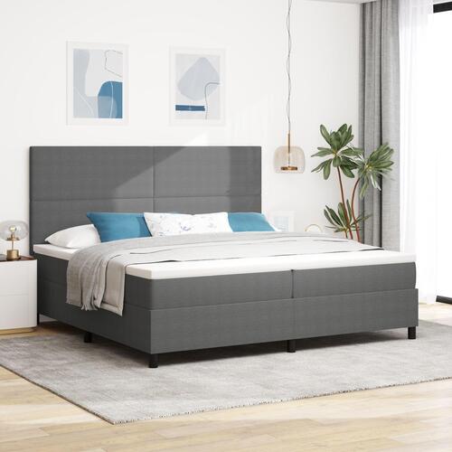 Box Spring Seng med Madras & LED Lys Grå 200x200 cm Fløjl Stof