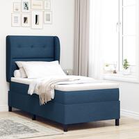Box Spring Seng med Madras Blå 100x200 cm Stof