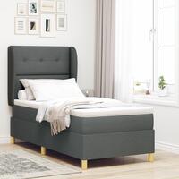 Box Spring Seng med Madras Mørkegrå 100x200 cm Stof