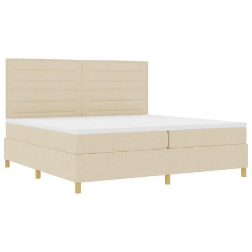 Box Spring Seng med Madras & LED Creme 200x200 cm Stof