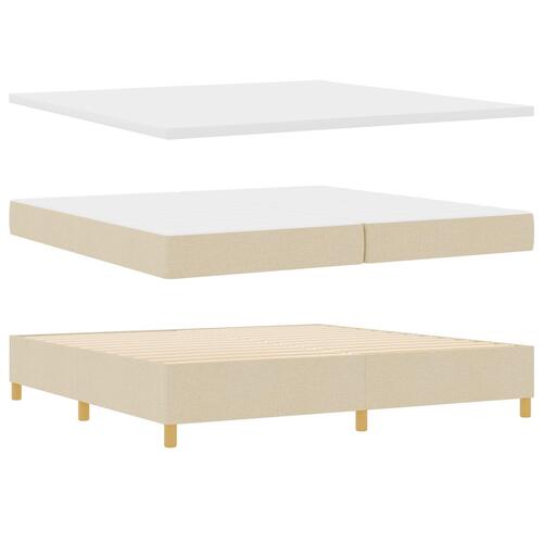 Box Spring Seng med Madras & LED Creme 200x200 cm Stof