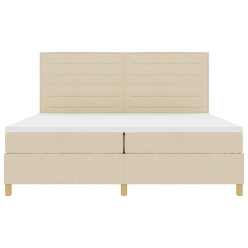 Box Spring Seng med Madras & LED Creme 200x200 cm Stof