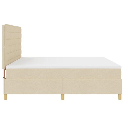 Box Spring Seng med Madras & LED Creme 200x200 cm Stof