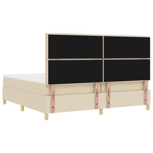 Box Spring Seng med Madras & LED Creme 200x200 cm Stof