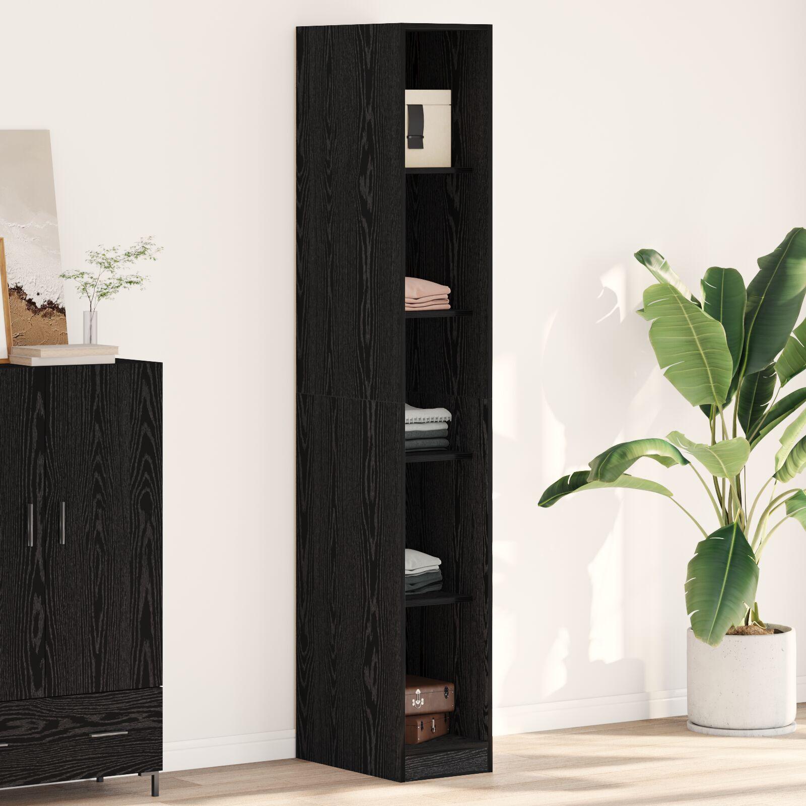 Sort Egetræ Garderobe - 30x50x200 cm, Lavet af konstrueret træ