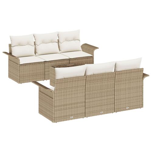 7 Personers Have Sofa Sæt med Puder Beige Poly Rattan