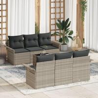 7 Stk Haven Sofa Sæt med Hynder Lysegrå Poly Rattan