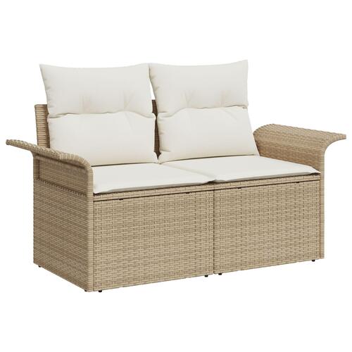 4-delt havesofa sæt med puder beige poly rattan