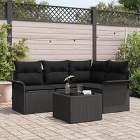 5 Stykke Have Sofa Sæt med Puder Beige Poly Rattan