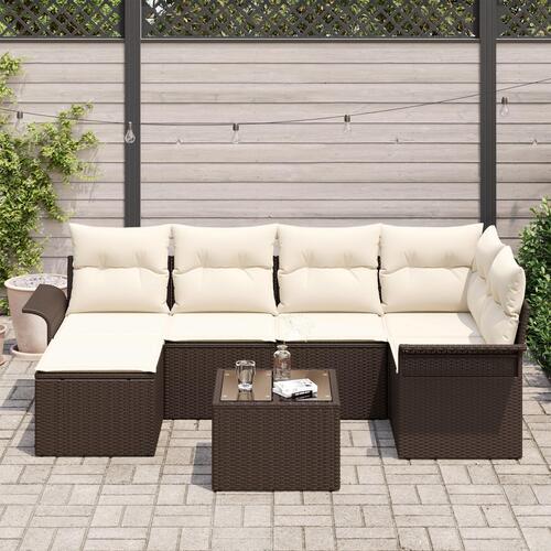 6 Stykker Have Sofa Sæt med Puder Grå Poly Rattan