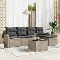 6 Stykker Have Sofa Sæt med Puder Grå Poly Rattan