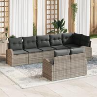 8 Stykker Have Sofa Sæt med Puder Grå Poly Rattan