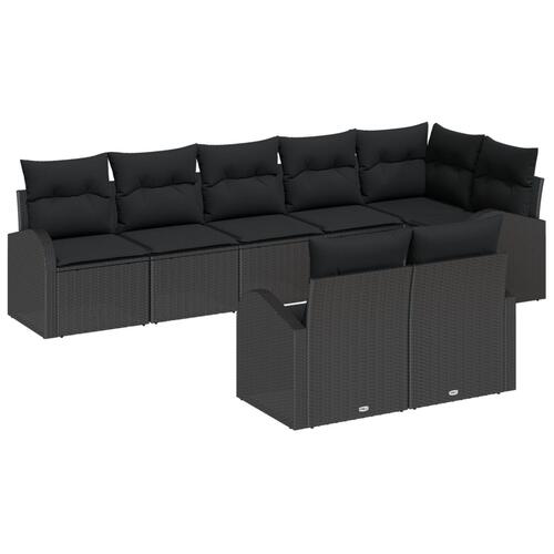 8 Stykke Have Sofa Sæt med Puder Sort Polyrattan