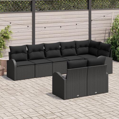 8 Stykke Have Sofa Sæt med Puder Sort Polyrattan