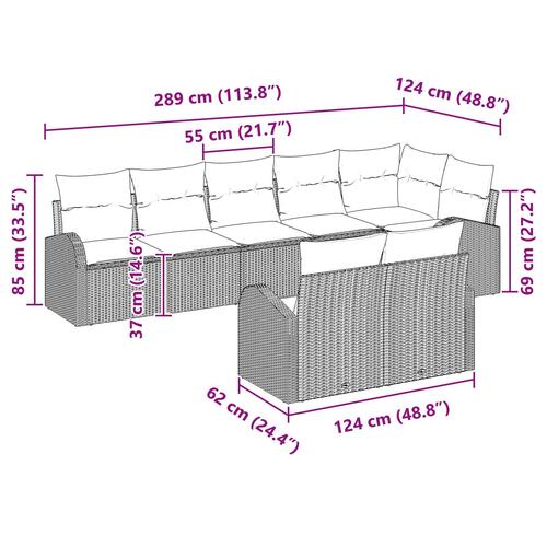 8 Stykke Have Sofa Sæt med Puder Sort Polyrattan