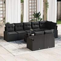 9-delt havesofa sæt med puder beige poly rattan