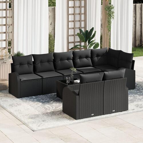 9-delt havesofa sæt med puder beige poly rattan