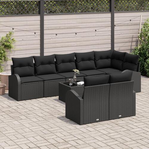 9-delt havesofa sæt med puder beige poly rattan