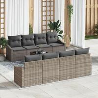 9 Stk Have Sofa Sæt med Puder Grå Poly Rattan