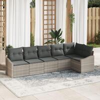 6 Stykker Have Sofa Sæt med Puder Lys Grå Poly Rattan