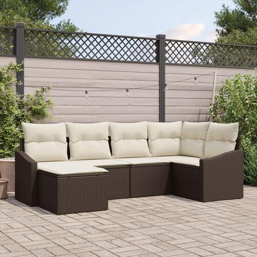 6 dele have sofa sæt med puder brun polyrattan