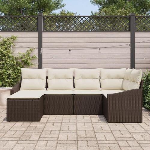6 dele have sofa sæt med puder brun polyrattan