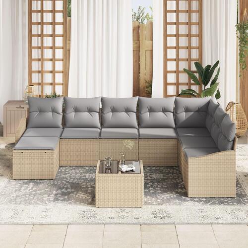 9 Stykke Have Sofa Sæt med Puder Sort Poly Rattan