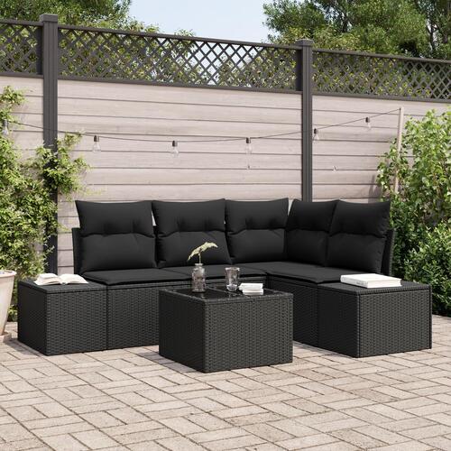 5 Stykke Have Sofa Sæt med Puder Beige Poly Rattan