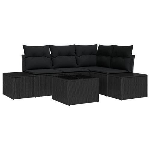 5 Stykke Have Sofa Sæt med Puder Beige Poly Rattan