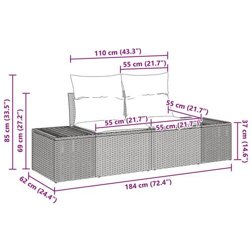 5 Stykke Have Sofa Sæt med Puder Beige Poly Rattan