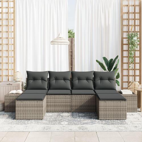 6 delt have sofa sæt med puder i grå poly rattan